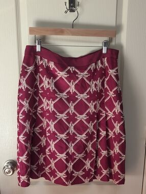 Vineyard Vines Burgundy Rope-Print A-Line Skirt
